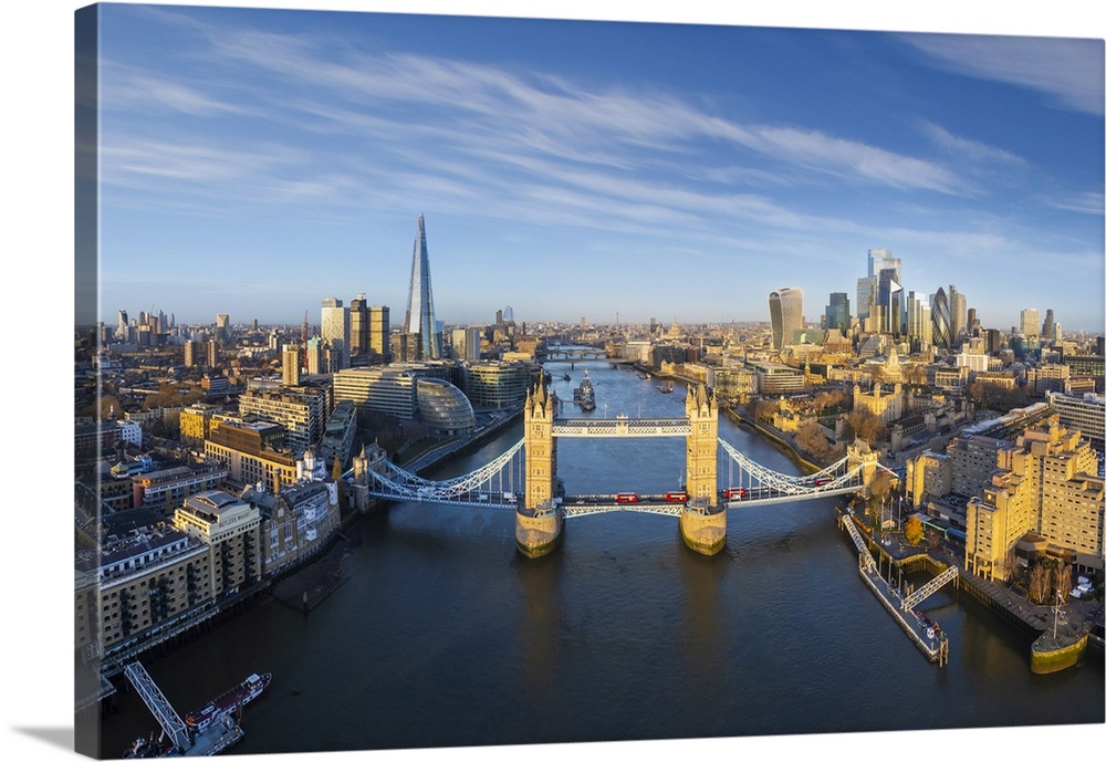 Tower Bridge, The Shard & City Of London, London, England, UK