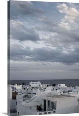 Tunisia, Cap Bon, Hammamet, Medina buildings, elevated view