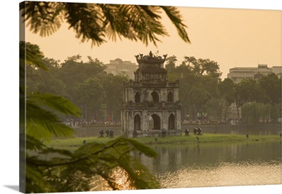Turtle Tower on Hoan Kiem Lake at dawn, Hanoi, Vietnam