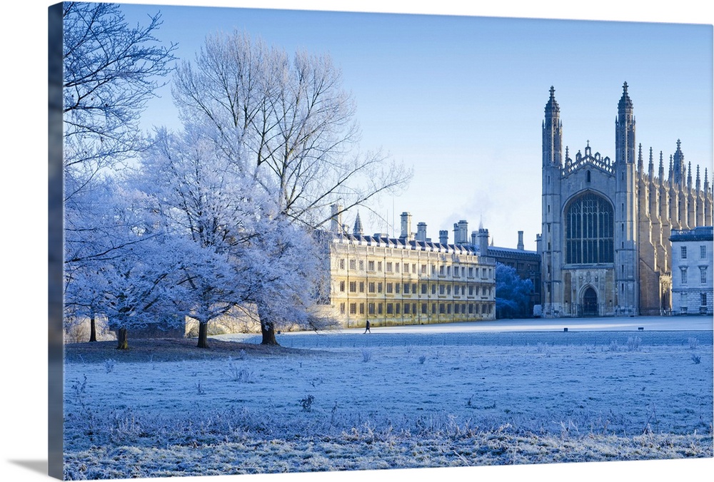 UK, England, Cambridgeshire, Cambridge, The Backs, King's College Chapel in winter