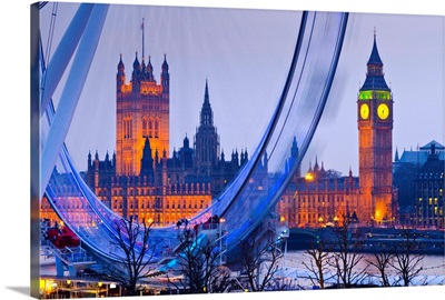 UK, England, London, London Eye and Big Ben