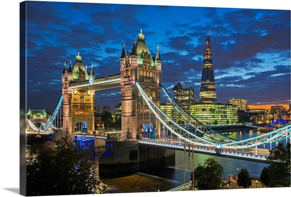 UK, England, London, River Thames, Tower Bridge and The Shard Wall Art