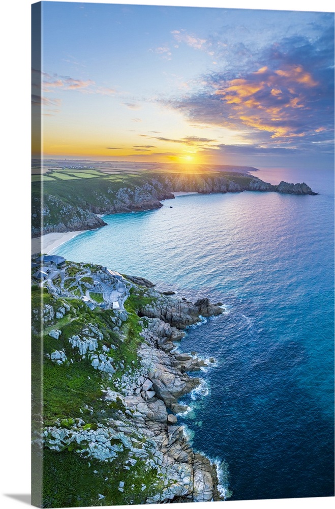 UK, England, Cornwall, Porthcurno, Minack Theatre, Porthcurno Beach, Green Bay Beach, Pedn Vounder Beach and Logan Rock He...