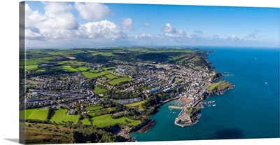 United Kingdom, Devon, North Devon Coast, Ilfracombe, Aerial View Over The Town