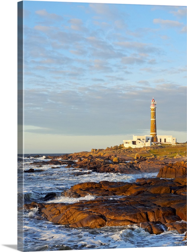 Uruguay, Rocha Department, Cabo Polonio, Lighthouse at sunrise.