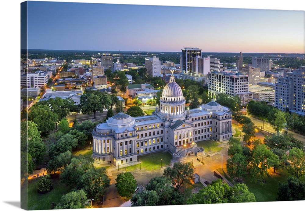 USA, Mississippi, Jackson, Capital City, State Capitol Building, Downtown Skyline.