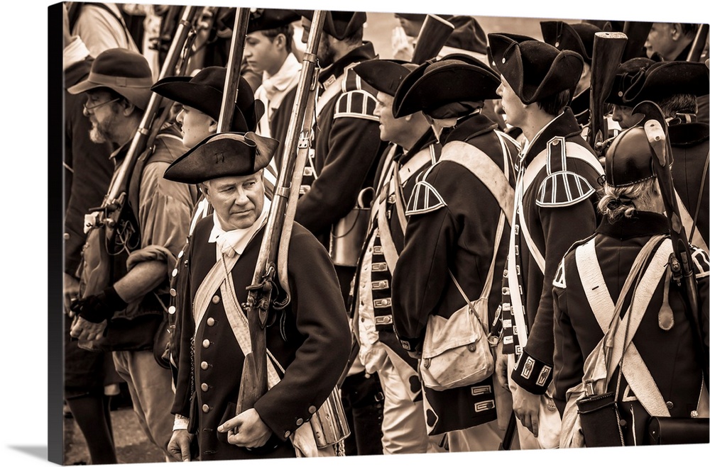 USA, New England, Massachusetts, Cape Ann, Gloucester, re-enactors of the Battle of Gloucester, August 8-9, 1775, battle c...