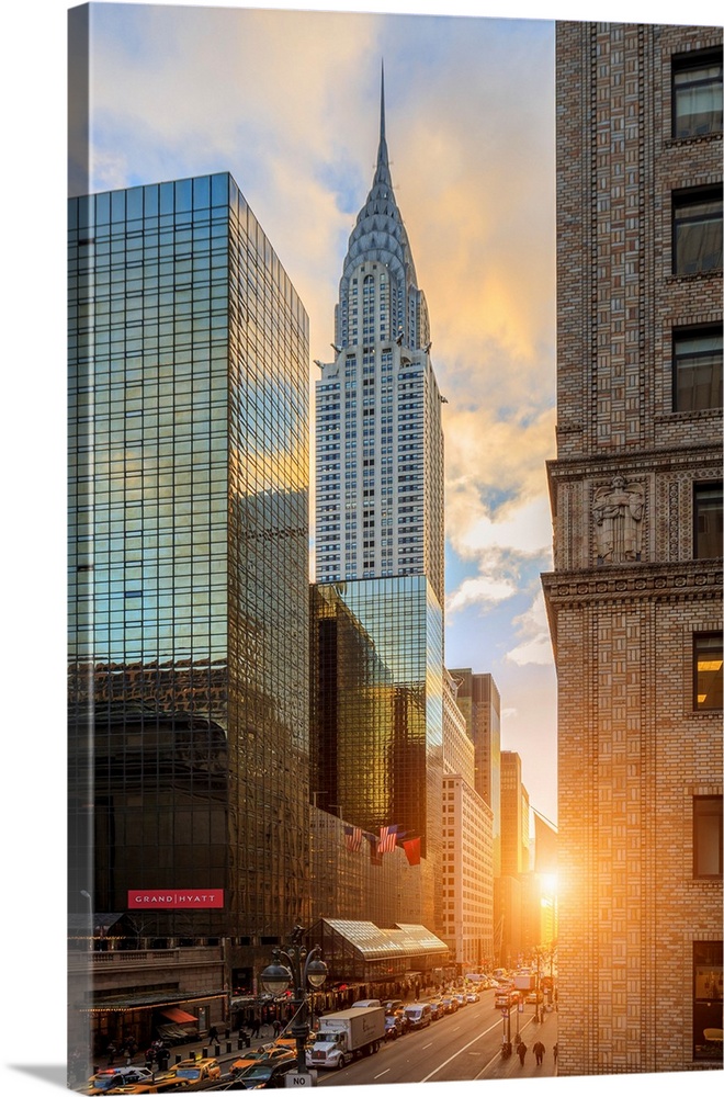 USA, New York City, 42nd Street and Chrysler Building.