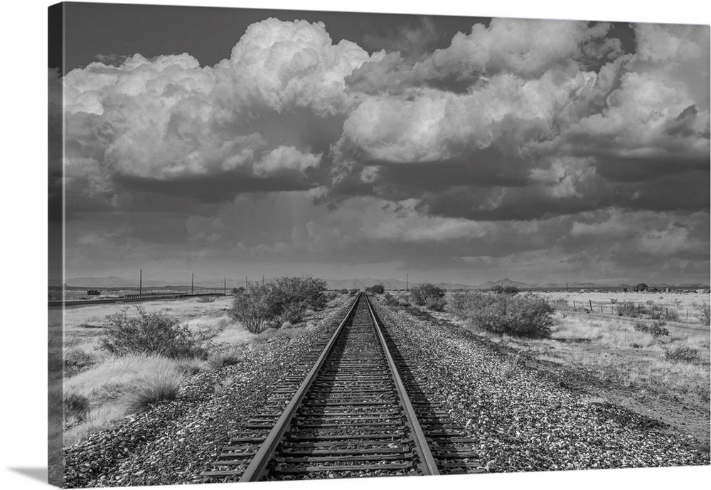 USA, Texas, Marfa, railroad track.