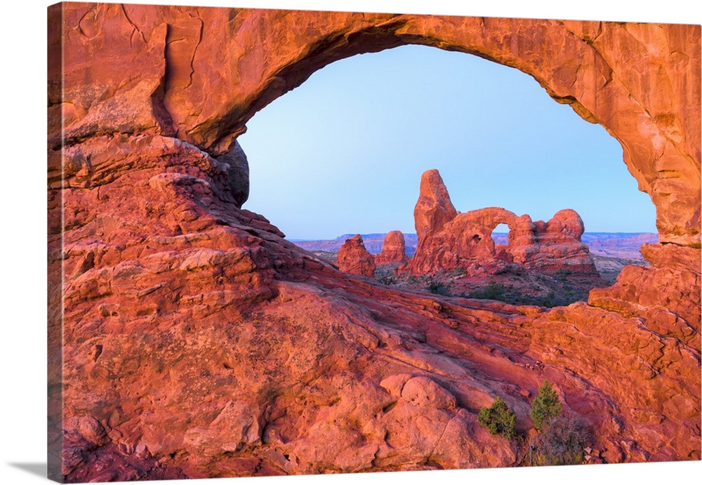 USA, Utah, Arches National Park, North window and Turrent arch.