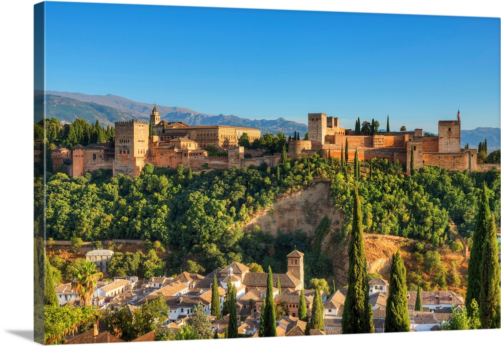 View At The Alhambra From Albaicin, UNESCO World Heritage Site, Granada, Andalusia, Spain