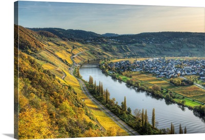 View At Trittenheim With River Mosel At Fall, Rhineland-Palatine, Germany