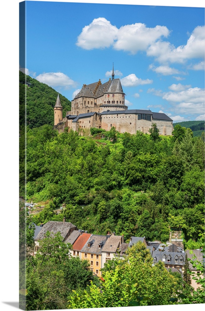 View at Vianden with Castle, Kanton Vianden, Luxembourg.
