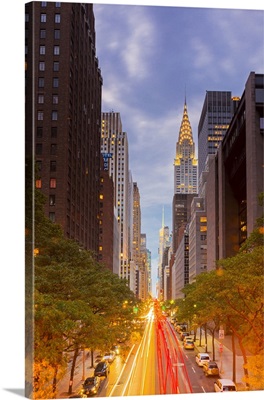 View down 42nd street from to the Chrysler building, New York