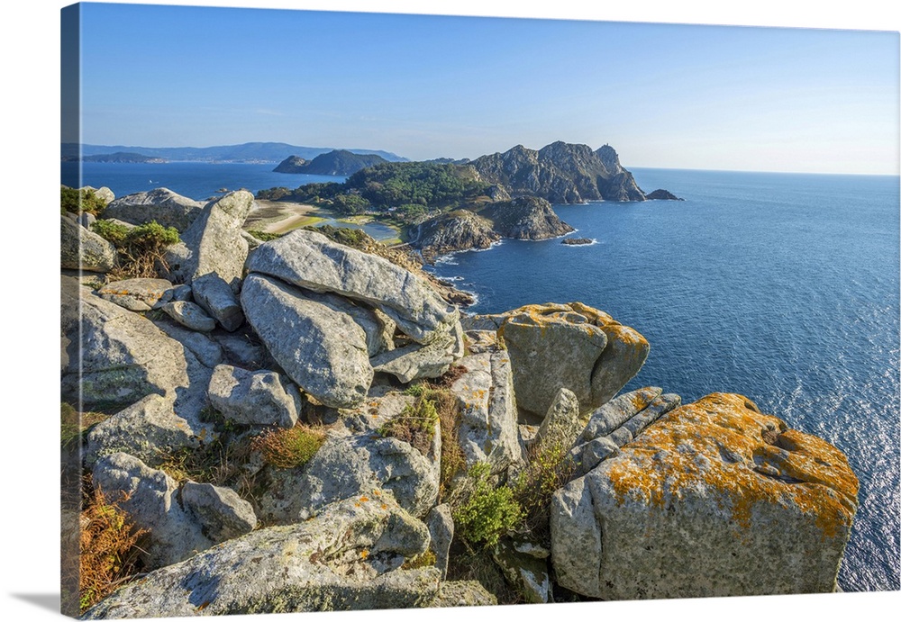 View from Alto do Principe, Islas Cies, Vigo, Pontevedra, Galicia, Spain.