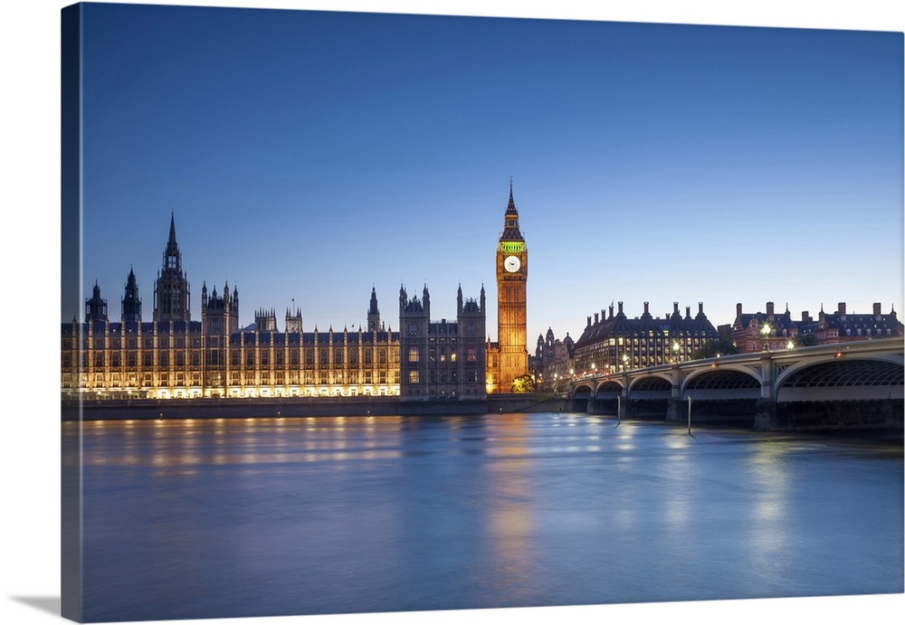 United Kingdom, England, London, Westminster. View of Big Ben (Queen Elizabeth Tower) and the Palace of Westminster (House...