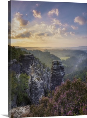 View Of Hoellenhund, Sandstone Rocks In The Elbe Sandstone Mountains, Saxony, Germany