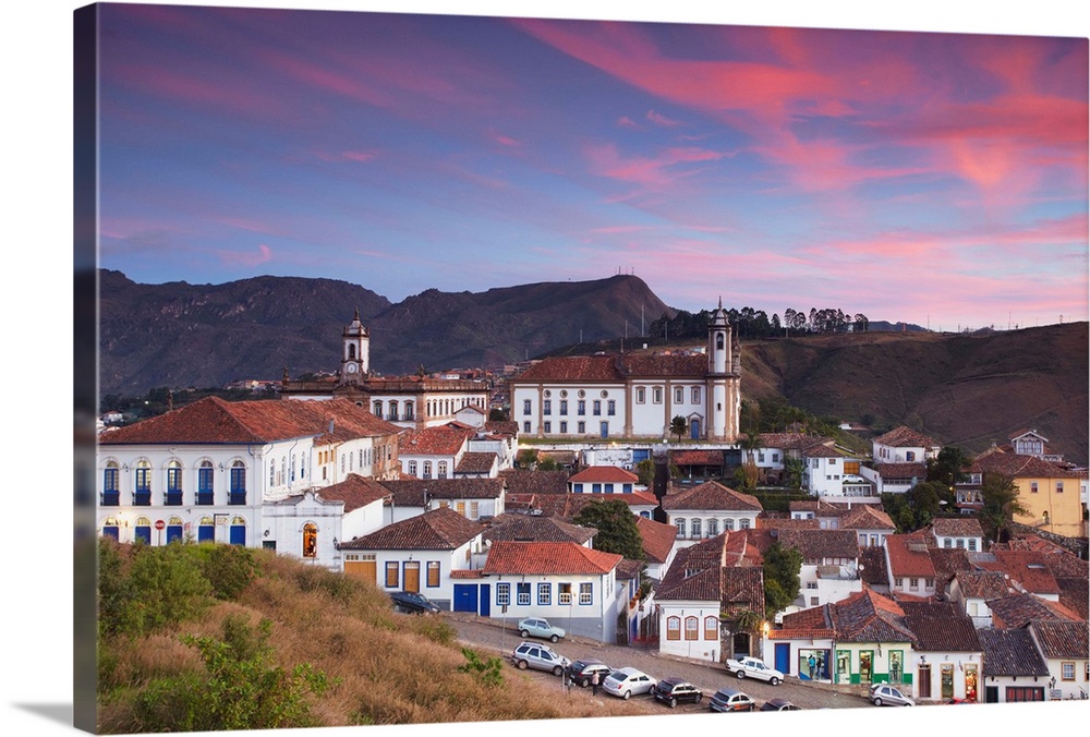 View of Ouro Preto (UNESCO World Heritage Site) at sunset, Minas Gerais, Brazil