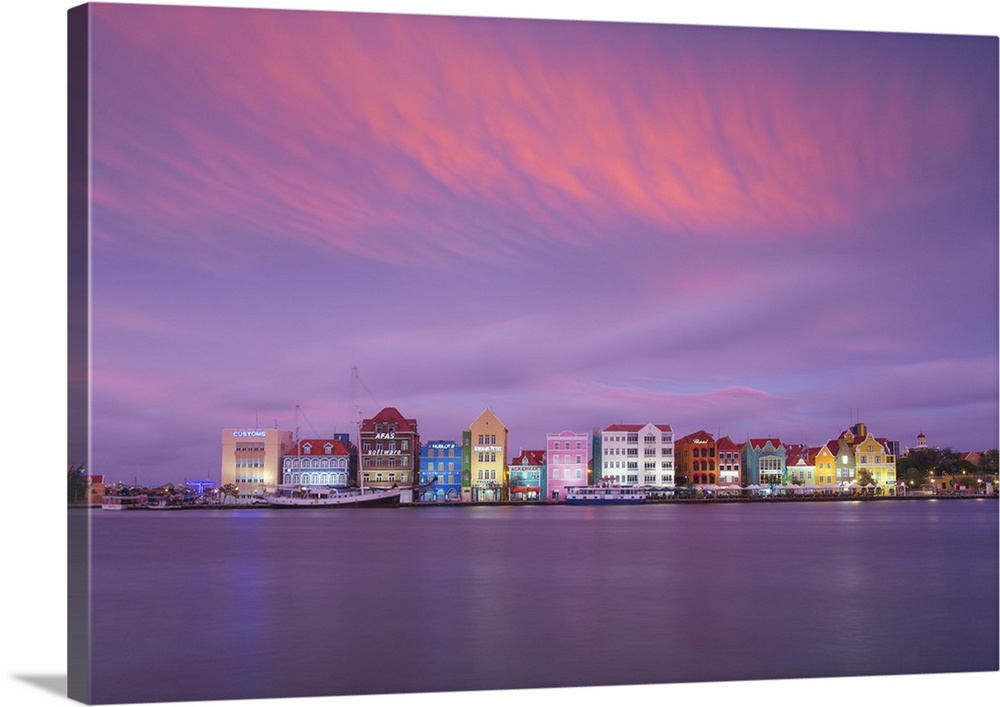 Curacao, Willemstad, View of St Anna Bay, looking towards the Dutch colonial buildings on Handelskade along Punda's waterf...