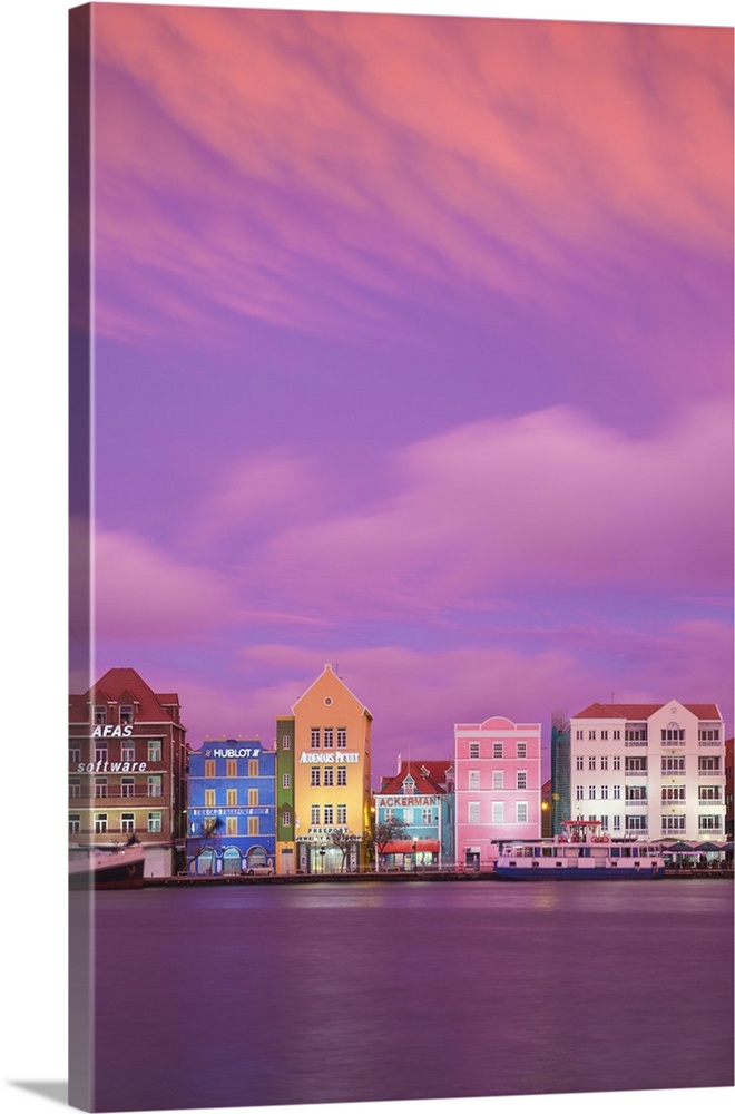 Curacao, Willemstad, View of St Anna Bay, looking towards the Dutch colonial buildings on Handelskade along Punda's waterf...