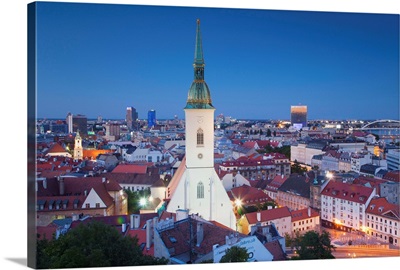 View of St Martin's Cathedral and city skyline, Bratislava, Slovakia