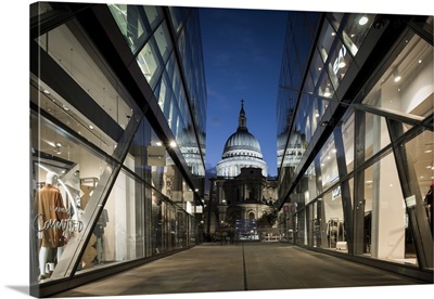 View Of St. Paul's Cathedral From One New Change Building At Dusk, London, UK