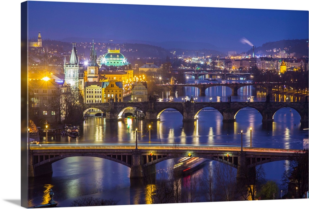 View of the Vltava River and Prague, Czech Republic