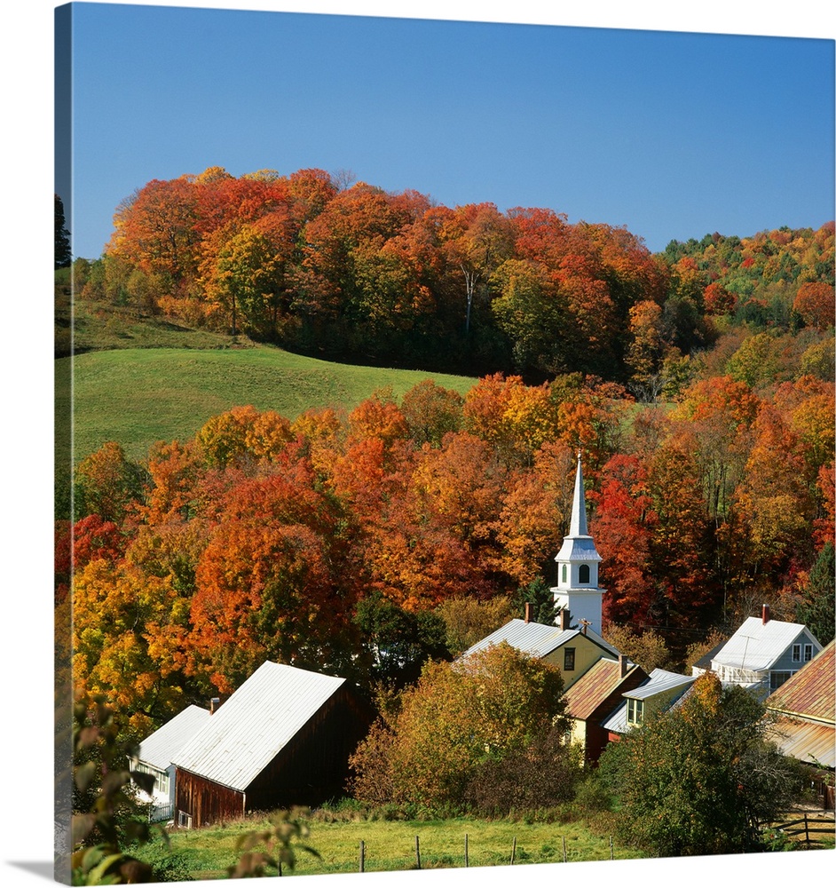 View Over East Corinth In Autumn, Vermont, USA