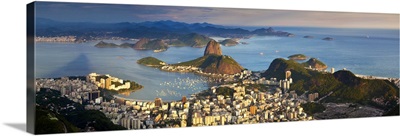 View over Sugarloaf mountain and city centre, Rio de Janeiro, Brazil