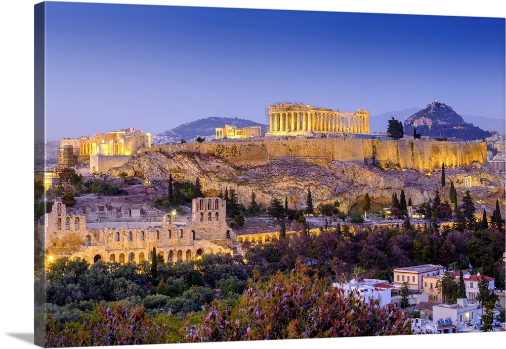 Views over Ruins of the Temple of Parthenon and the City of Athens, Acropolis, UNESCO World Heritage Site, Athens, Greece