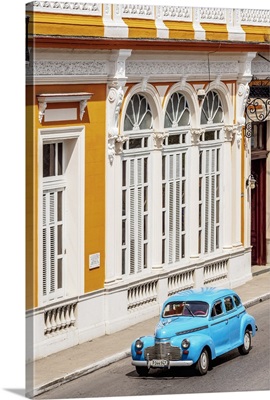 Vintage Car At Libertad Square, Elevated View, Matanzas, Matanzas Province, Cuba