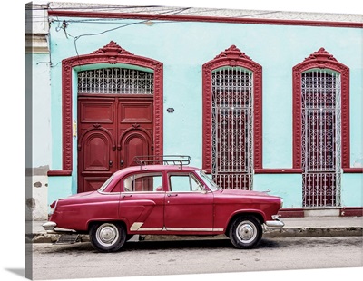 Vintage Car On The Street Of Camaguey, Camaguey Province, Cuba