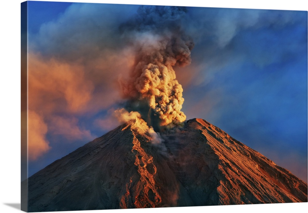 Volcano eruption Semeru with ash cloud. Indonesia, Java, Lumajang, Semeru, from south. Sunda Arc. Java, Asia, Indonesia.