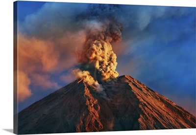 Volcano Eruption Semeru With Ash Cloud, Indonesia, Java, Lumajang, From South, Sunda Arc
