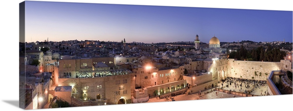 Wailing Wall / Western Wall, Dome of The Rock Mosque and panoramic view of the old city of Jerusalem, Israel
