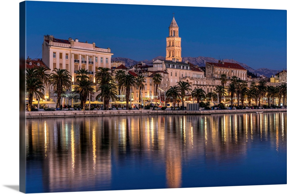 Waterfront With Cathedral Of St. Domnius In The Background, Split, Dalmatia, Croatia