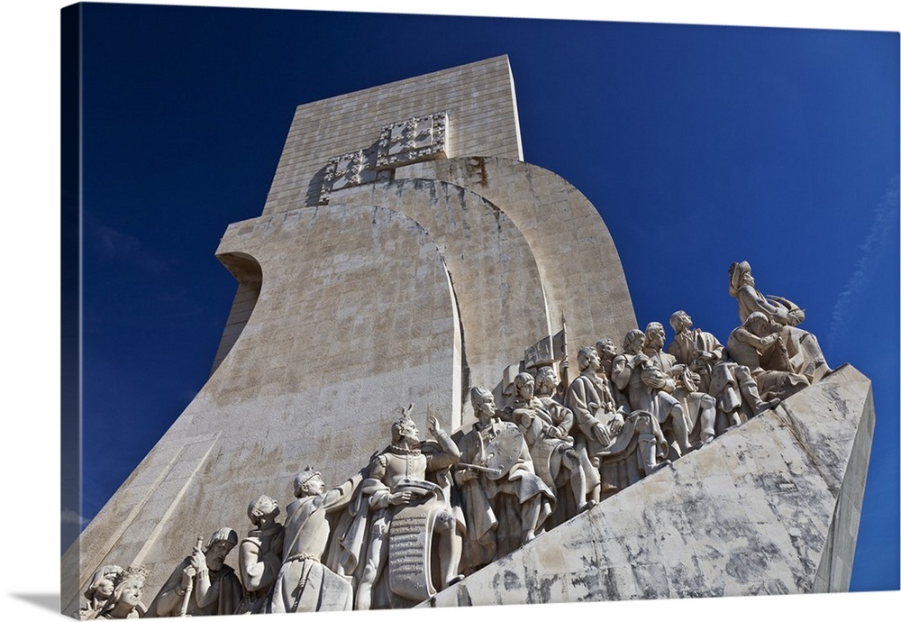 West side of the the Monument of Discoveries (Padrao dos Descobrimentos) from below by the architect Cottinelli Telmo and ...