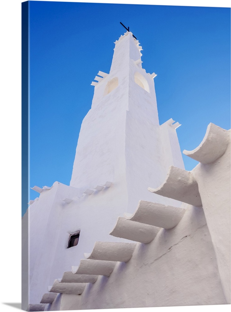 Whitewashed Church in Binibeca Vell, Menorca or Minorca, Balearic Islands, Spain.