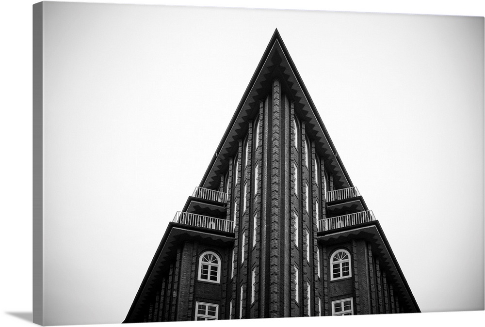 Wide angle view of Chilehaus (Chile House) example of brick expressionism architecture, Hamburg, Germany.