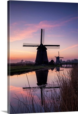 Windmills At Sunrise, Oterleek, Holland, Netherlands