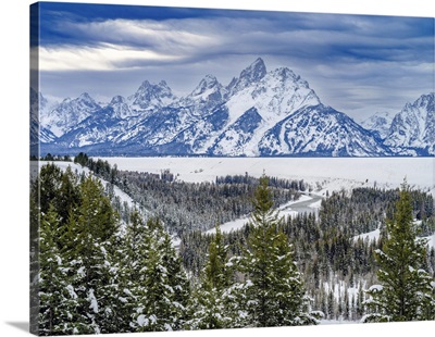 Winter Landscape Of Snake River Grand Teton National Park, Wyoming