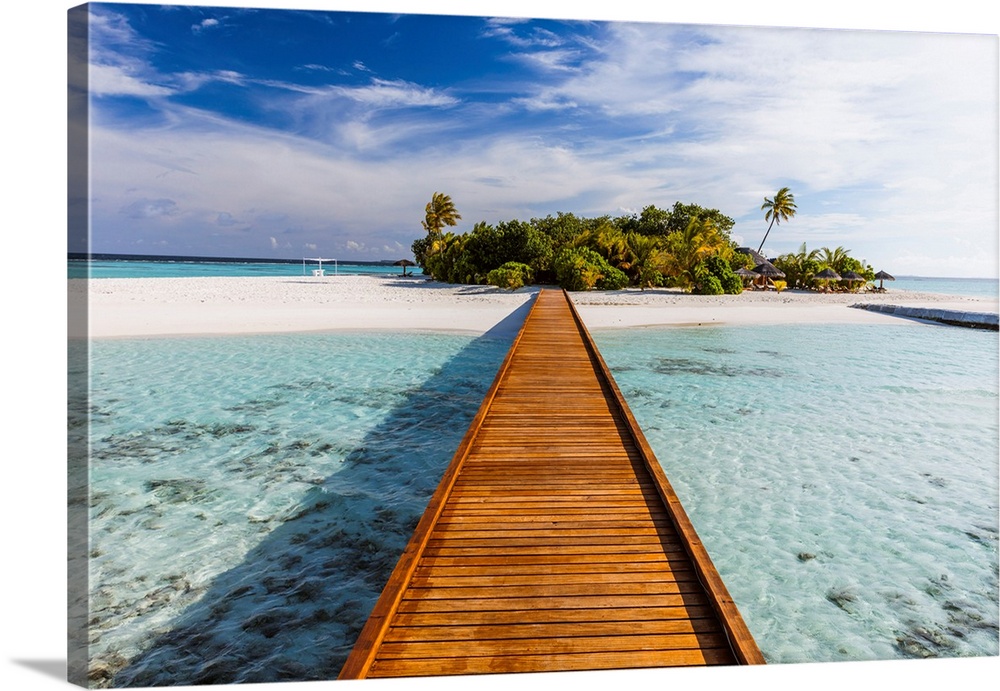Wooden Jetty To A Tropical Island, Maldives