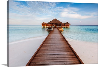 Wooden Pier In A Tropical Island, Maldives