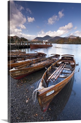 Wooden Rowing Boats on Derwent Water, Keswick, Lake District, Cumbria, England