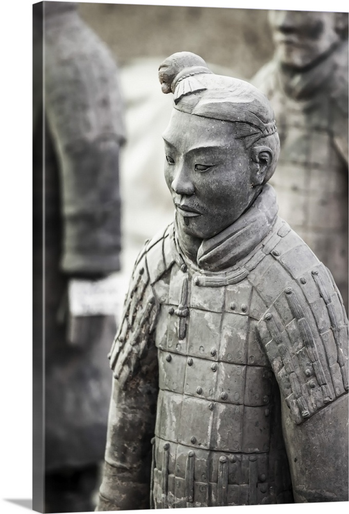Xian, Shaanxi, China. Close up of one of the many warriors of the terracotta army (majong)