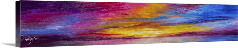 A contemporary abstract painting using a colors found in a sunset.