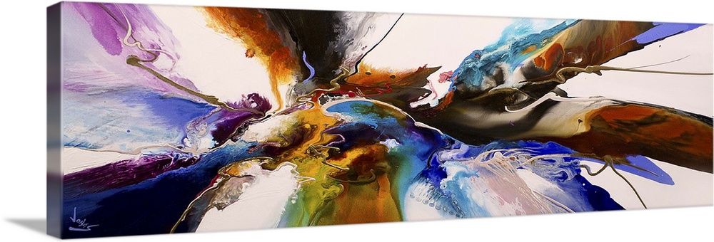 Contemporary abstract painting using a convergence of textures and tones spanning the gamut of color.