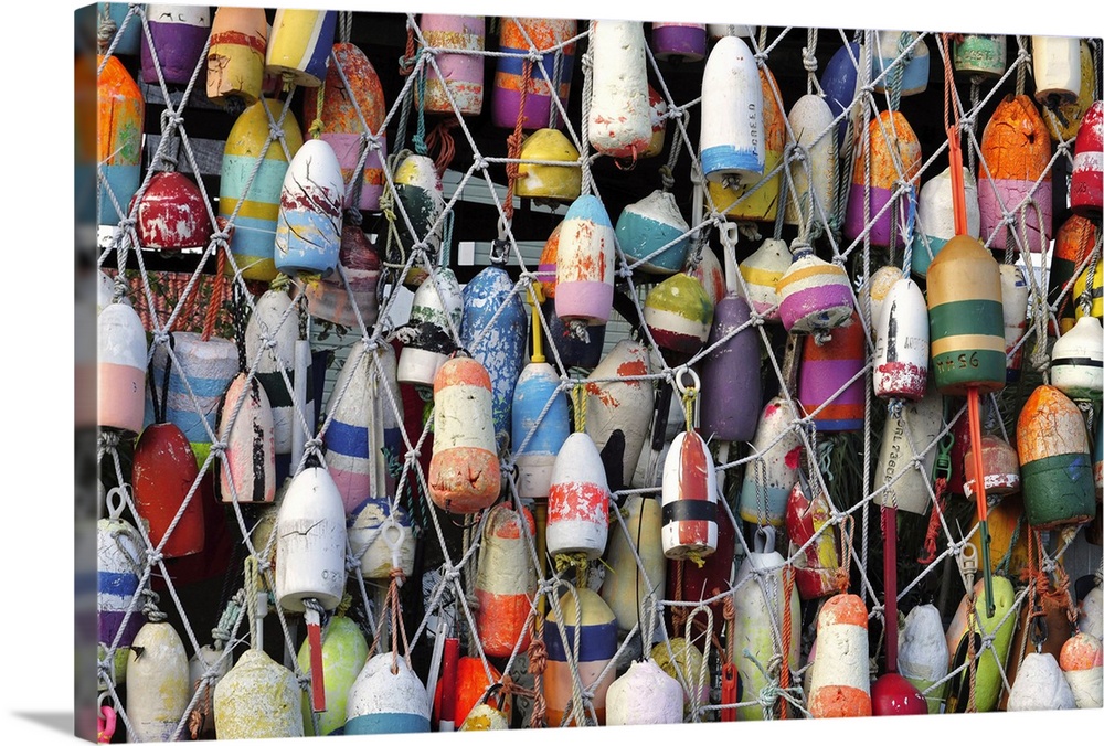 Lots of colorful buoys in Apalachicola, Florida