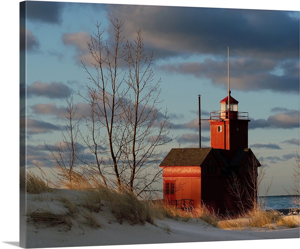 Holland Michigan Lighthouse with a sunrise