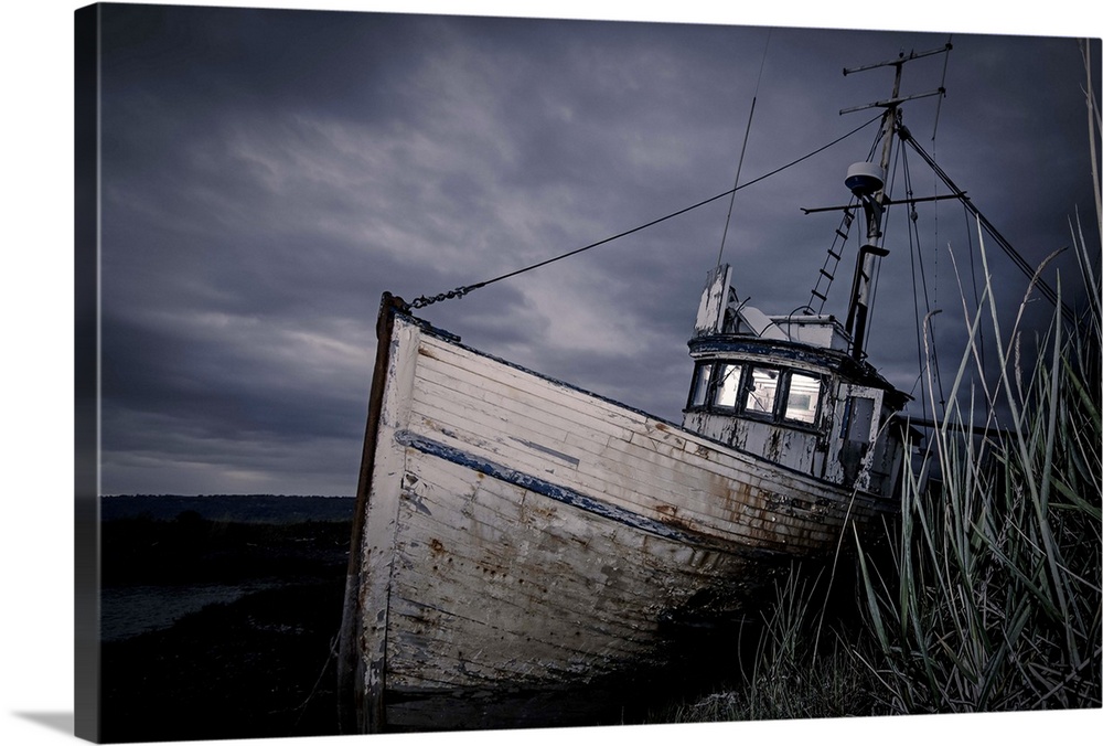 An Abandoned Ship against a Dramatic Sky; Homer, Alaska